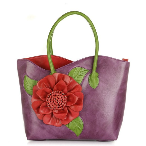 Women Flower Leather Vanillachocolate Purple